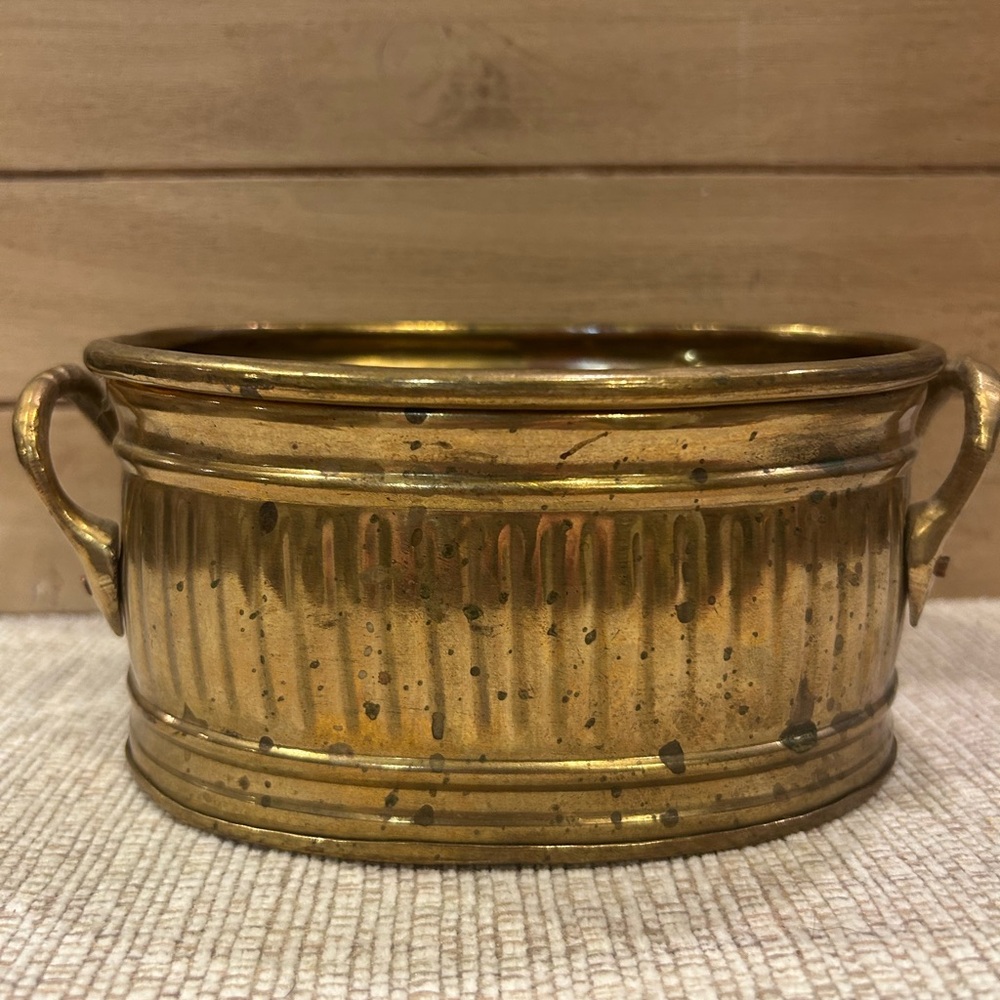 Vintage Brass Planter with Handles